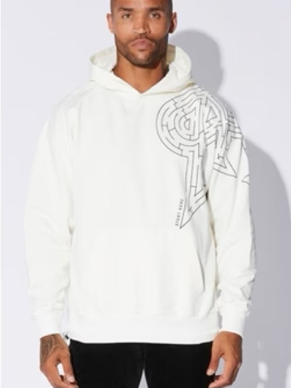RTA OVERSIZED WHITE MAZE HOODIE- Small